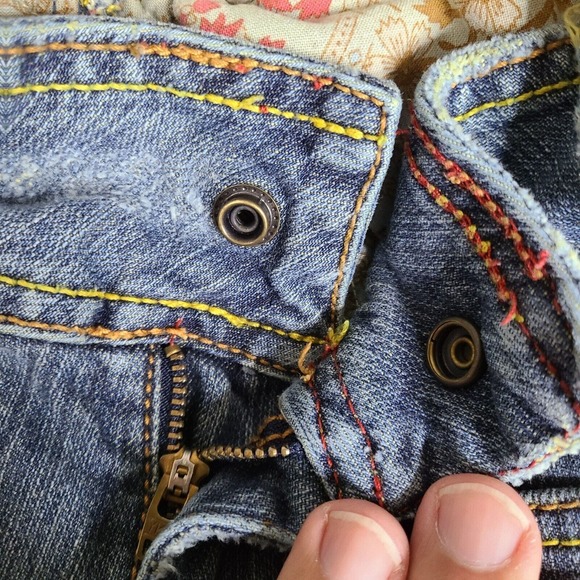 Vintage Marlow‎ Jeans Crop Size 5 Blue Japanese Denim Cotton Blend Snap Button - Picture 7 of 16